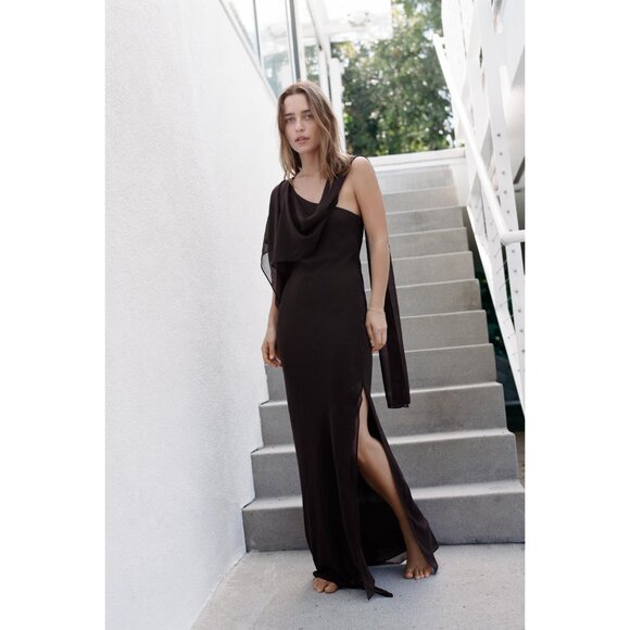 ZARA LIMITED EDITION ASYMMETRIC CAPE DRESS - Picture 7 of 7